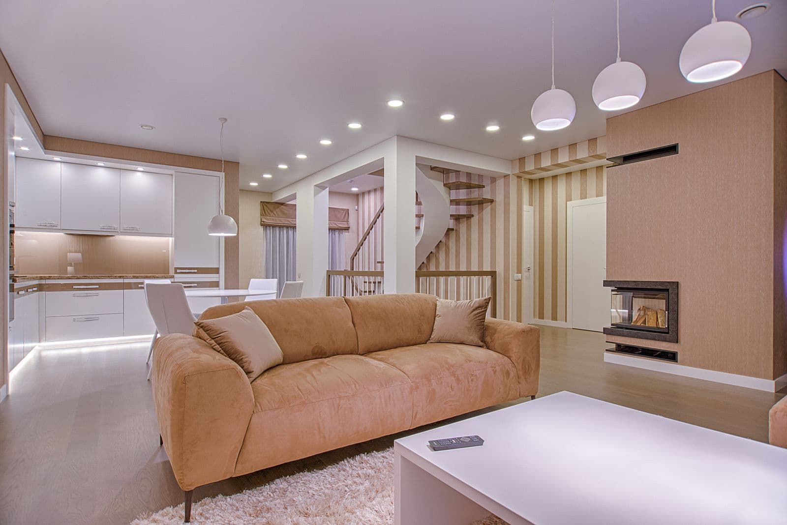 Bright, well-finished living room — the kind of home that still benefits from inspection